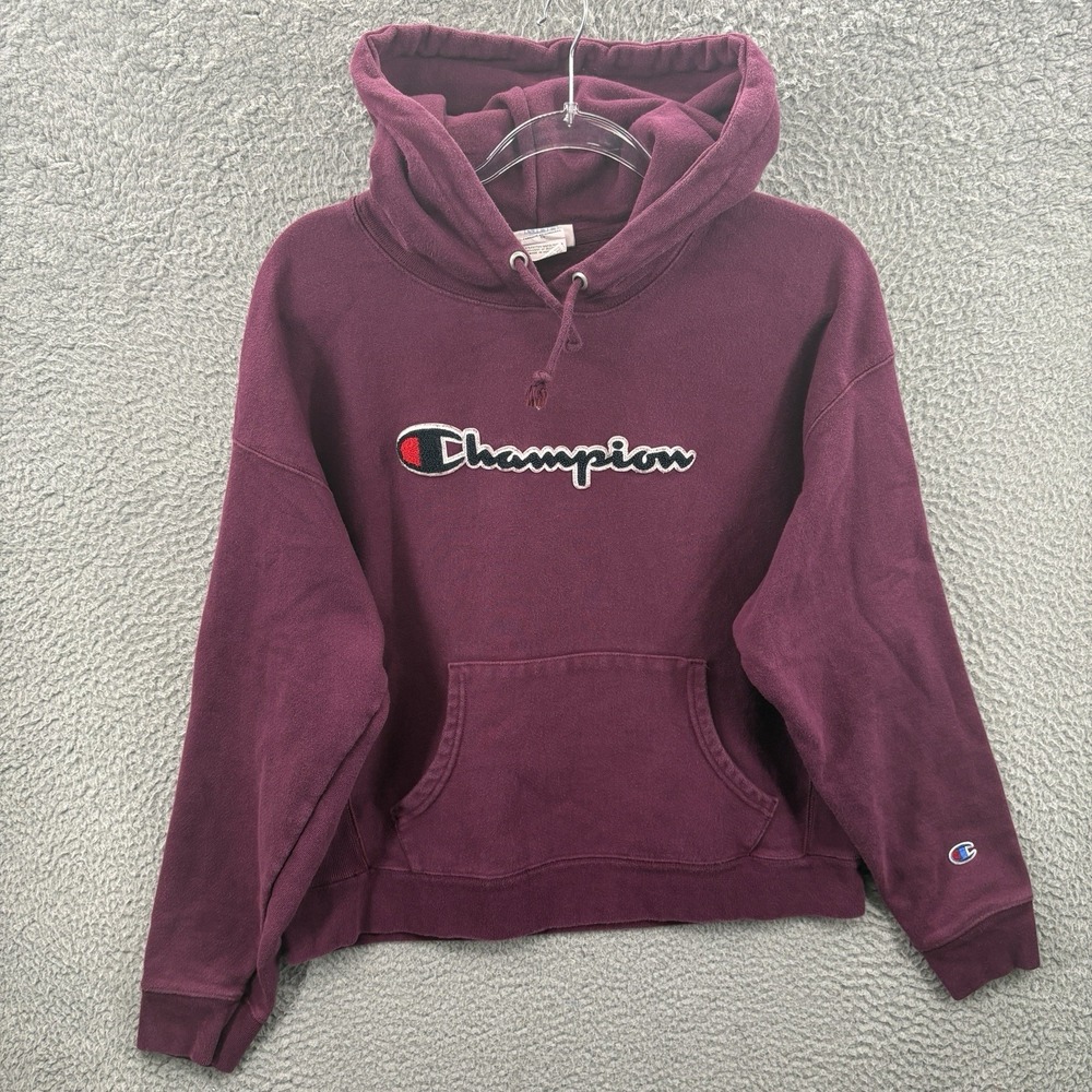 Champion Hoodie Womens XL Burgundy Reverse Weave Logo Pullover Athleisure